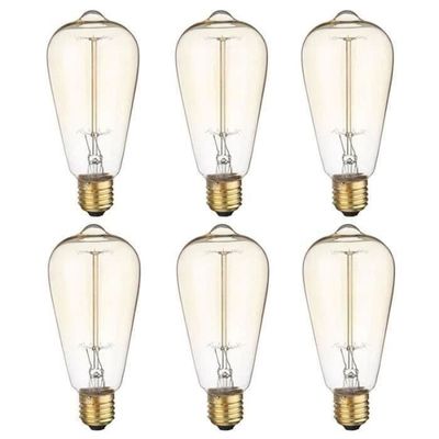 Edison glödlampa x6 - TEMPSA ST64 Vintage - 150 Lm - E27 - AC220V - 40W - Varmvit