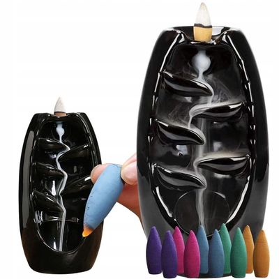 Kremisk Vannfall Røkelseholder Inkludert 10 Røkelseskegler