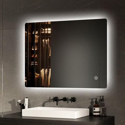 EMKE LED Badeværelsesspejl, 80x60 cm, Touch, Anti-dug, Dæmpbar, variabel lys, Energieffektiv, Auto Off, IP44, Hor/Vert