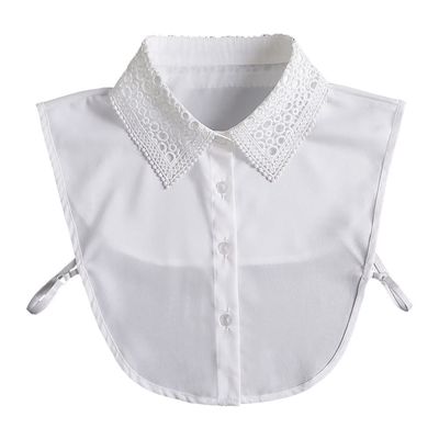 Mode 2025 Front Tie Vit Fake Collar for Women Stand Avtagbar krage Fake Girls Vintage Spets Dam False Blus Collar