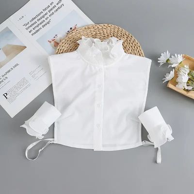 Mode 2025 Front Tie Vit Fake Collar for Women Stand Avtagbar krage Fake Girls Vintage Spets Dam False Blus Collar