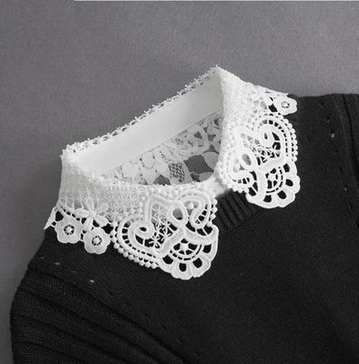 Mode 2025 Front Tie Vit Fake Collar for Women Stand Avtagbar krage Fake Girls Vintage Spets Dam False Blus Collar