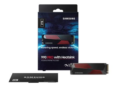 Samsung 990 PRO MZ-V9P2T0CW - SSD - kryptert - 2 TB - intern - M.2 2280 - PCIe 4.0 x4 (NVMe) - 256-bit AES - TCG Opal Encryption 2.0 - integrert kjøl