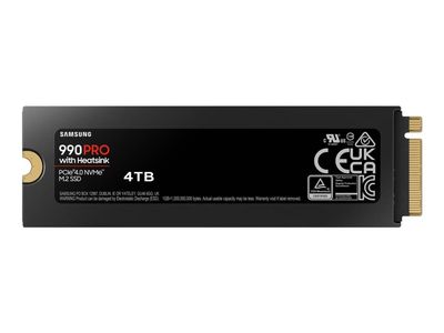 Samsung 990 PRO MZ-V9P4T0GW - SSD - kryptert - 4 TB - intern - M.2 2280 - PCIe 4.0 x4 (NVMe) - 256-bit AES - TCG Opal Encryption 2.0 - integrert kjøl