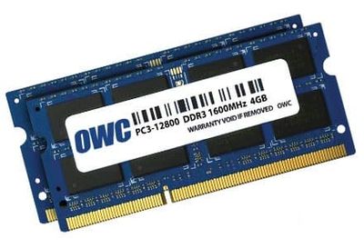 OWC 1600DDR3S08S, 8 GB, 2 x 4 GB, DDR3L, 1600 MHz, 204-pin SO-DIMM, Blå