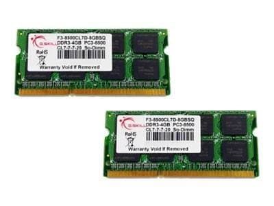 G.Skill SQ Series - DDR3 - sett - 8 GB: 2 x 4 GB - SO DIMM 204-pin - 1066 MHz / PC3-8500 - CL7 - ikke-bufret - ikke-ECC