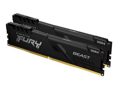 Kingston FURY Beast - DDR4 - sett - 64 GB: 2 x 32 GB - DIMM 288-pin - 3600 MHz / PC4-28800 - CL18 - 1.35 V - ikke-bufret - ikke-ECC - svart