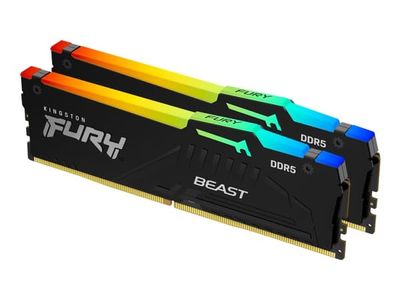 Kingston FURY Beast RGB - DDR5 - sats - 16 GB: 2 x 8 GB - DIMM 288-pin - 5600 MT/s / PC5-44800 - CL40 - 1.25 V - ej buffrad - on-die ECC