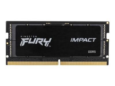 Kingston FURY Impact - DDR5 - modul - 16 GB - SO DIMM 262-pin - 6400 MT/s / PC5-51200 - CL38 - 1.35 V - ej buffrad - on-die ECC - svart