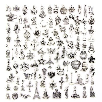 Handgjorda armbandsmycken: 100 st Djup silverlegering DIY-hängetillbehör
