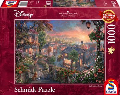 Disney Lady and the Tramp Thomas Kinkade Pussel 1000 bitar Schmidt