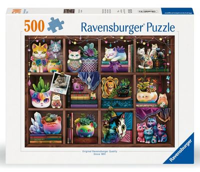 Puslespill Cubby Cats and Succulents 500 brikker, Ravensburger