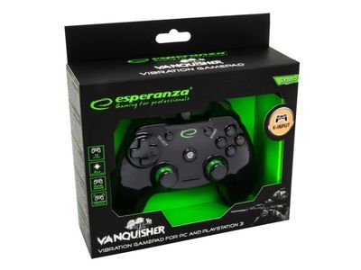 Esperanza Vanquisher - Håndkonsoll - 12 knapper - kablet - svart, grønn - for PC, Sony PlayStation 3