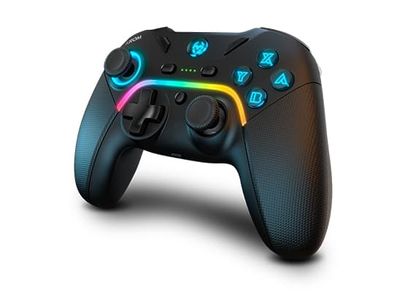 Krom Kayros, Gamepad, Android, Nintendo Switch, PC, iOS, D-pute, Hjem-knapp, Makroknapp, Startknapp, Turboknapp, Analog/digital, Rød/grønn/blå, Trådl