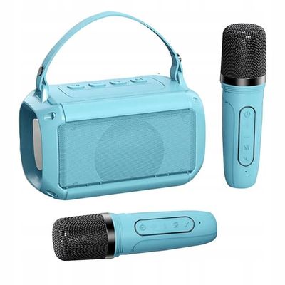 MINI TRÅDLØS BLUETOOTH KARAOKE HØJTTALER 2 MIKROFON LED TIL BØRN XL