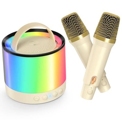 Mini Karaoke-maskin för barn med 2 trådlösa mikrofoner, Bluetooth-högtalare, födelsedags- och julklapp