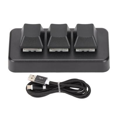 RGB-taustavalaistu Mini mekaaninen ohjelmoitava 3-näppäimistö tietokoneelle (musta)
