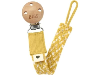 Bibs BIBS PACIFIER BRAID dummy holder 100% GOTS organic cotton,Mustard/Ivory/Cloud