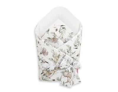 Blød dobbeltsidet babysvøb med bånd - woodland olive