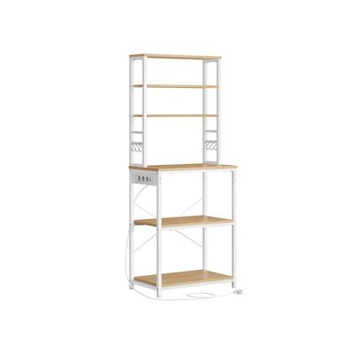 Köks hylla med uttag, 40x80x167 cm, brun svart