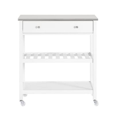 SoBuy Køkkenvogn med Skuffer – Køkkenø på Hjul | Hvid 81x45x90cm FKW47-II-W