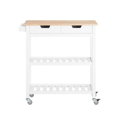 SoBuy Køkkenvogn 84x35x89cm – Hvid køkkenø med hylder FKW68-WN