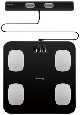 Badrumsvåg med mätning av kroppsfett och kroppssammansättning, Smart, BT, KLAUSBERG KB-7852 svart