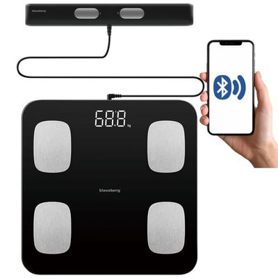 Badevægt med måling af kropsfedt og kropssammensætning, Smart, BT, KLAUSBERG KB-7852 sort