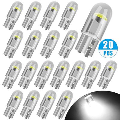 T10 W5W LED BIL Canbus Glas COB 6000k Læsekuppel Lampe Marker Kile Nummerplade Lyspære 168 194 192 DC 12V Hvid Blå Rød