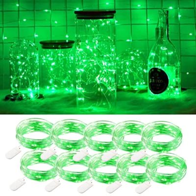 10-pack 1m mini LED lyssløyfe-batteridrevet grønt
