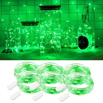6-pack 1m Mini LED Light Loop Battery Operated Green