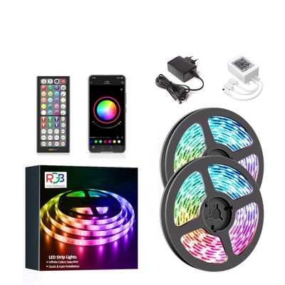 20mX10mm 12V 18LEDs/m dimbar RGB musik LED-remsa med fjärrkontroll, synkronisering av ljus/musik, APP-kontroll, timingfunktion