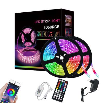 LED Strip Lyskjede med Bluetooth, Musikksensor og Fjernkontroll 15M