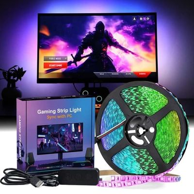 Gaming Ambilight RGBIC LED til 27" Skærm – PC Sync, Flerfarvet