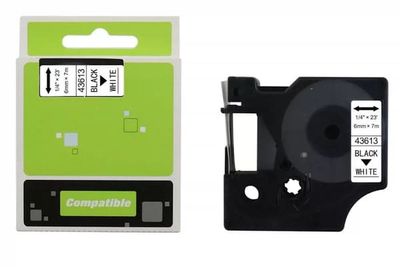 Dymo erstatning Casse Roll | 43613 | Svart tekst - hvit tape