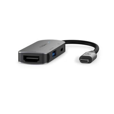 Nedis USB Multi-Port Adapter | 3-i-1 | USB 3.2 Gen 1 | USB-C™ Hann | HDMI™ Output / USB-A Hun / USB-C™ Hunn | 5 Gbps | 0.10 m | Rund | Nikkel belagt