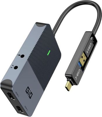NÖRDIC DisplayLink 1–4 telakointiasema 2xHDMI 2K@60Hz USB-A ja USB-C, yhteensopiva USB 4:n, Windowsin ja Macin kanssa1