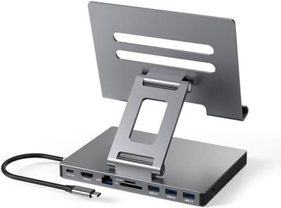 USB-C-hub og sammenleggbar dokkingstasjon – 8-i-1 for iPad, MacBook og bærbar PC
