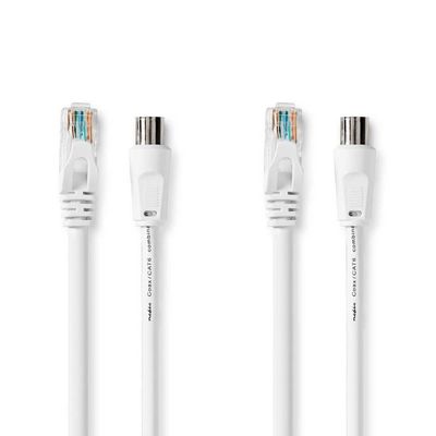 Coax og CAT6 Combi Cable | IEC (Coax) Han / RJ45 Han | IEC (Coax) Hun / RJ45 Han | Nikkel belagt | RG58 | 75 Ohm | Dobbelt skjermet | 1.50 m | Rund