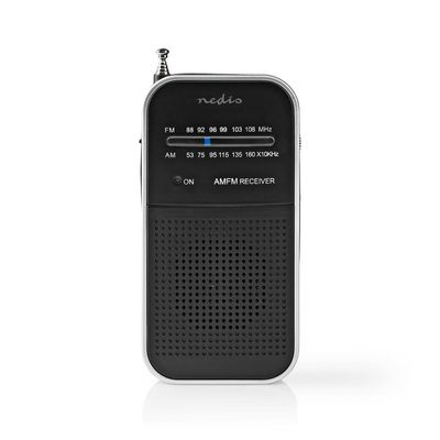 FM-radio | Bærbar design | AM / FM | Batteri drevet | Analog | 1.5 W | Svart hvit skerm | Bluetooth® | Hodetelefonutgang | Aluminium / Sort