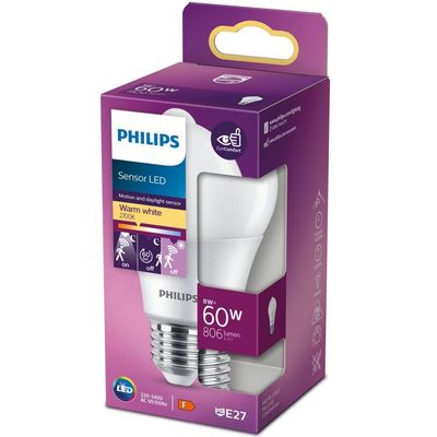 LED E27 Normal 60W Bevegelsessensor 806lm