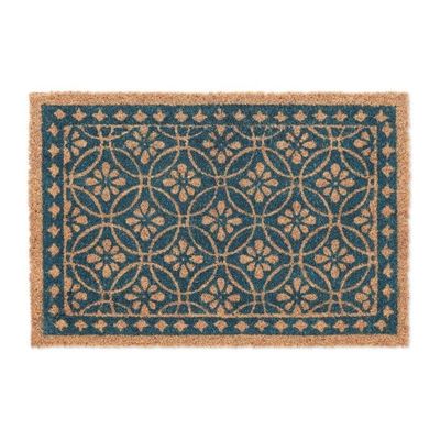 Kokosfiber dørmatte med blomsterdesign
