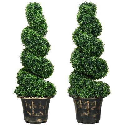 Sett med 2 kunstige planter, UV-bestandig kunstig plante i blomsterpotte, 90 cm stueplante buksbom for innendørs, utendørs
