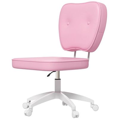 Kontorstol uten armlener, 82-92H cm, barnestol, høydejusterbar, bæreevne opptil 120 kg, rosa