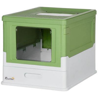 Kattesandboks, kattesandboks med lokk, kattehus med bunnbrett, scoop, deodoriseringsboks, plast, 47,5 x 35,5 x 36,7 cm