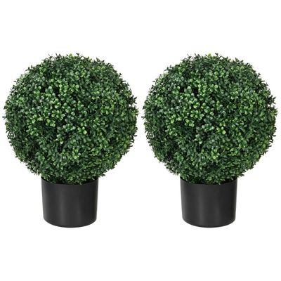 Kunstige planter, sett med 2 UV-bestandige kunstige planter i blomsterpotte, 52 cm bokstrær, stueplante for hage, stue, grønn
