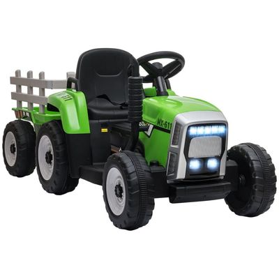 Elektrisk Traktor Med Henger, Elbil For Barn Med Fjernkontroll, Barnetraktor Med Mp3-Funksjon, Frontlykt