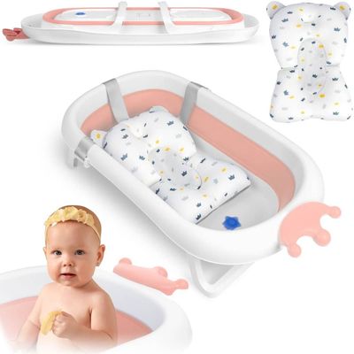 Babybadekar med pute RK-280 hvit/rosa