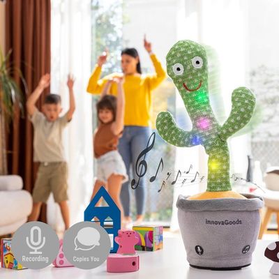 Oppladbar dansende og snakkende kaktus med musikk og flerfarget LED Cacxi InnovaGoods