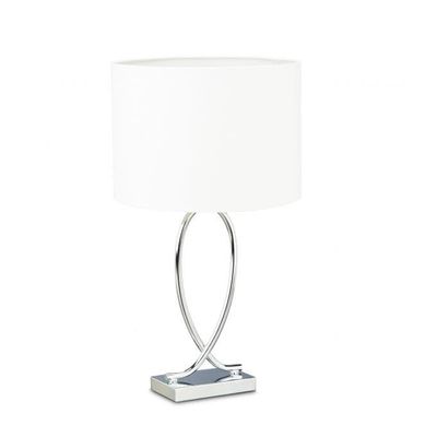Bordlampe med skjerm i sølvstoff